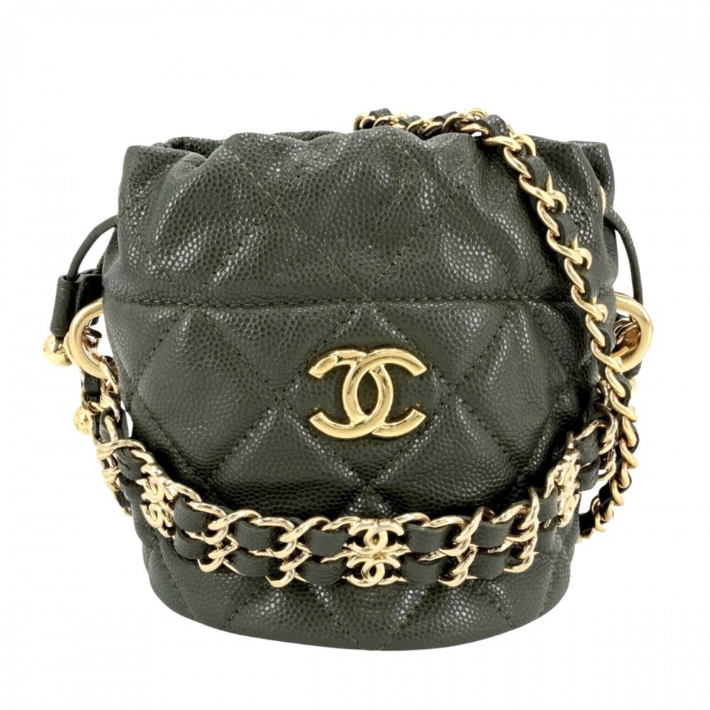 Chanel women's shoulder bag, Matelassé drawstring mini chain strap, crossbody...